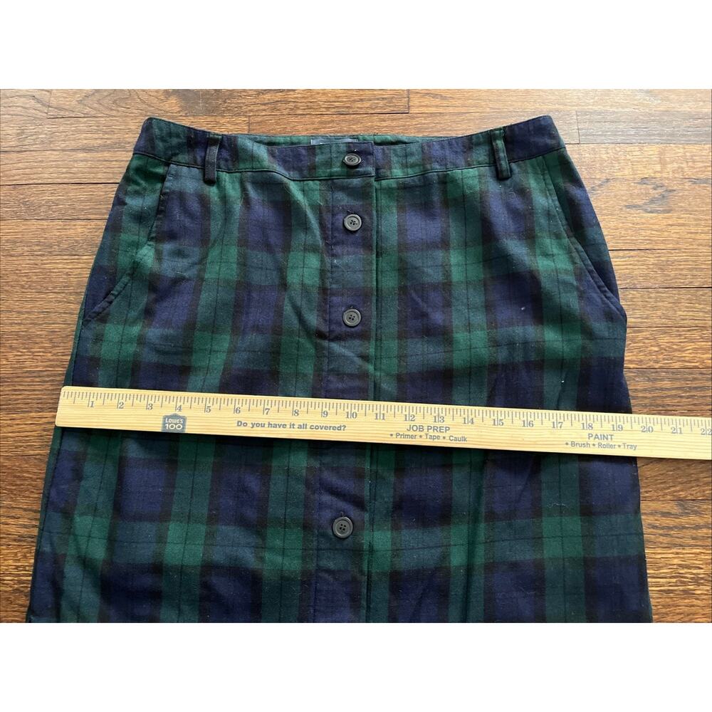 Pendleton Plaid Tartan Navy Green 100% Wool Button Down Skirt sz10 Vintage 29685 - Picture 6 of 8